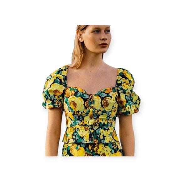 Laura Ashley x UO Puff Sleeve Floral Blouse S - Picture 2 of 11